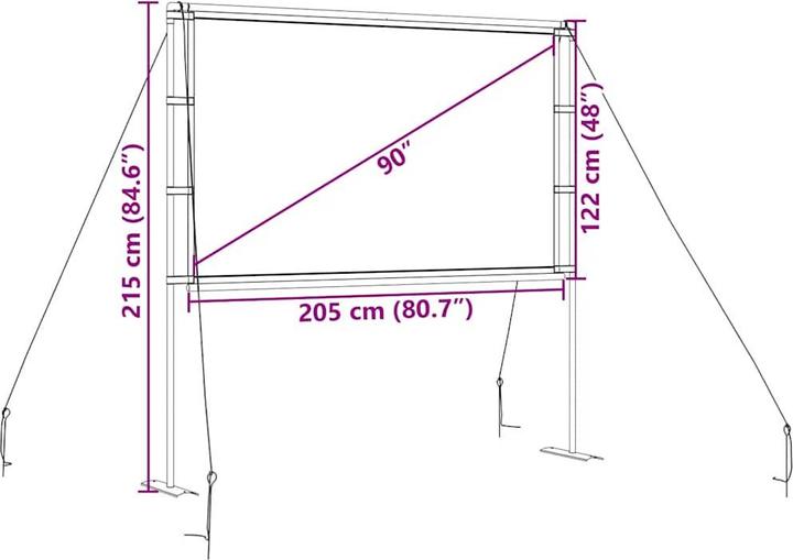 Produktbild VidaXL Beamer Leinwand mit Ständer 90 Zoll 16:9 Projektionswand Leinwand (90", 16:9)