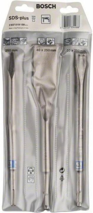 Immagine prodotto Bosch Professional Zubehör Set di scalpelli da 3 pezzi, SDS plus, 0/20/40 mm (250 mm)