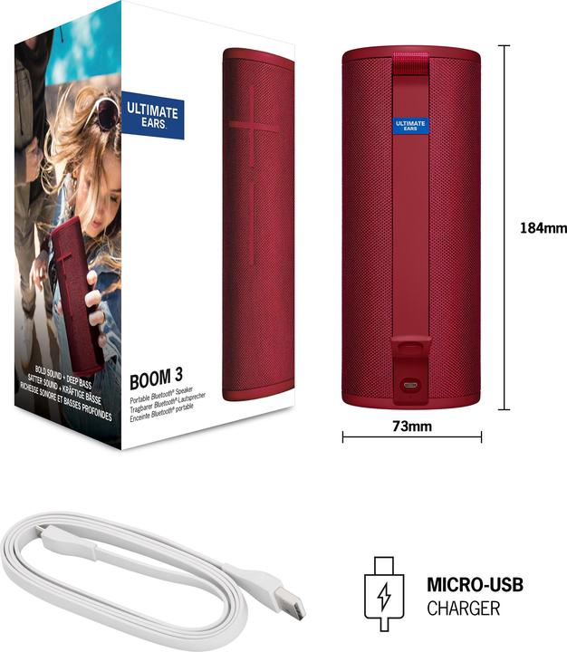 Actual product image UE Boom 3 (15 h, Rechargeable battery operated, USB power delivery)