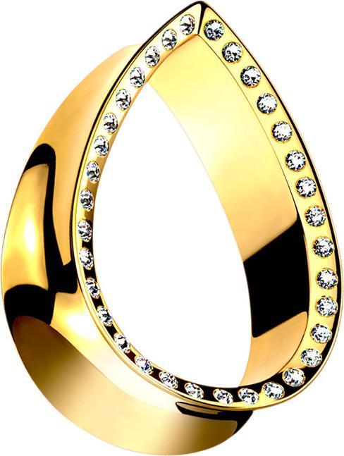 Image du produit Star Piercing Flared Tunnel doré goutte avec cristal argenté (Acier chirurgical 316L)