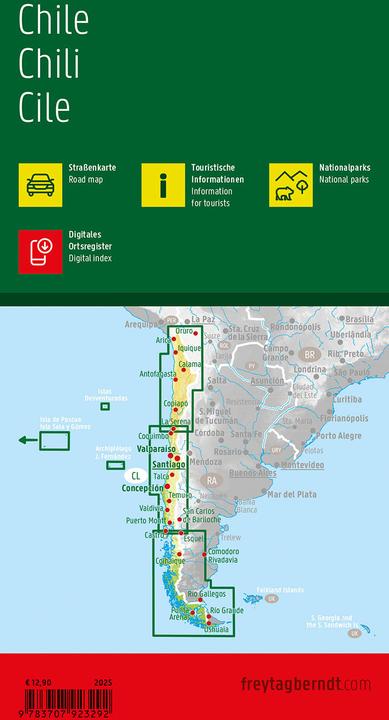 Actual product image Chile, road map 1:1,200,000, freytag & berndt