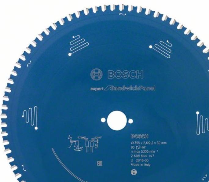 Immagine prodotto Bosch Professional Zubehör Lama circolare Expert per pannelli Sandwich, 355 x 30 x 2,6 mm, 80