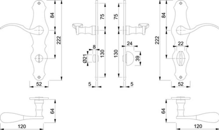 Produktbild Hoppe Langschildgarnitur Weimar M112SLN/2007 Messing F71 SK/OL 78 mm DIN links / rechts (Türschildgarnitur)