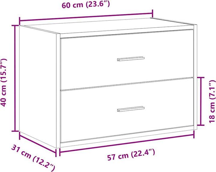 Produktbild VidaXL Schrank mit 2 Schubladen Braun Eichen-Optik 60x31x40 cm (60 x 31 x 40 cm)