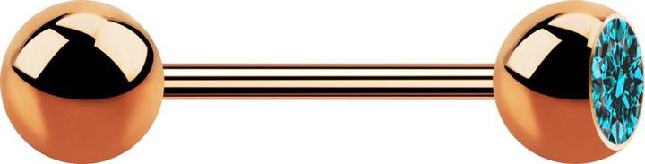 Produktbild Star Piercing Micro Barbell rosegold mit Kugel und Kugel Kristall aqua (Chirurgenstahl 316L, ohne Messing)