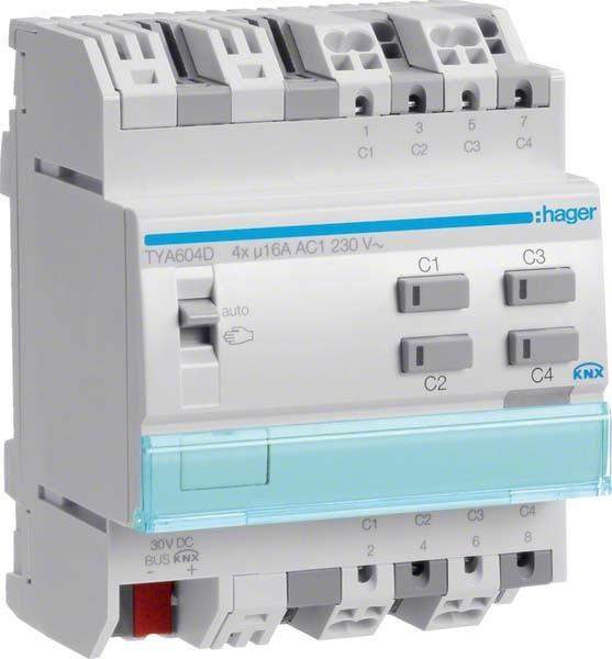 Immagine prodotto Hager Interruttore KNX/cieco outga. Carico a C 4 volte 16A TYA604D (TYA604D) (Attuatore dell'interruttore)