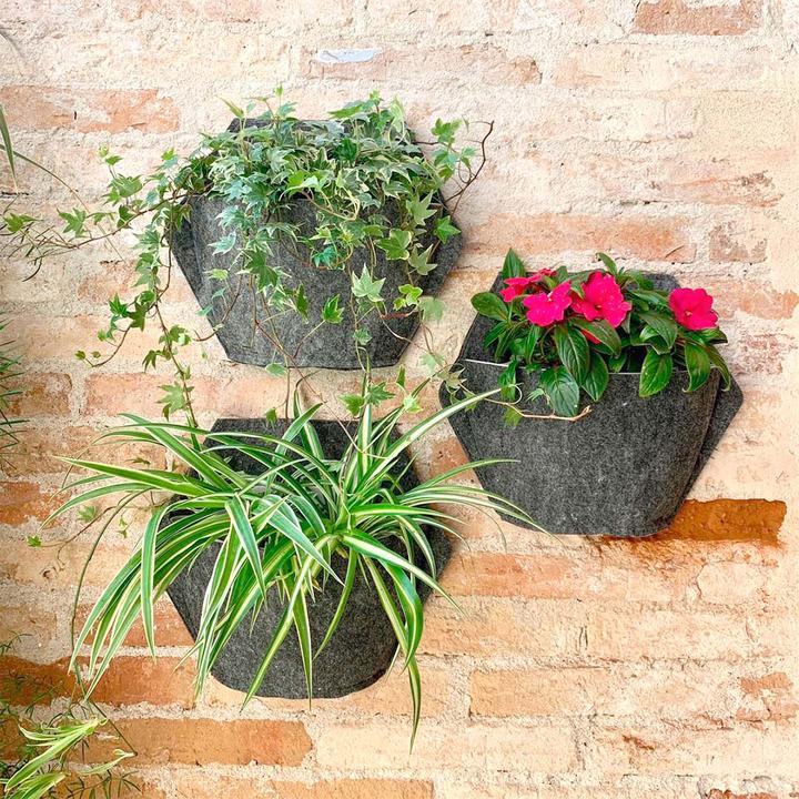 Immagine prodotto CitySens 3 Pack di fioriere da parete fioriera grigia rivestimento tessile grigio
