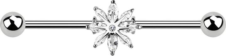 Actual product image Star Piercing Barbell silber mit Schneestern (Surgical steel 316L, Brass)