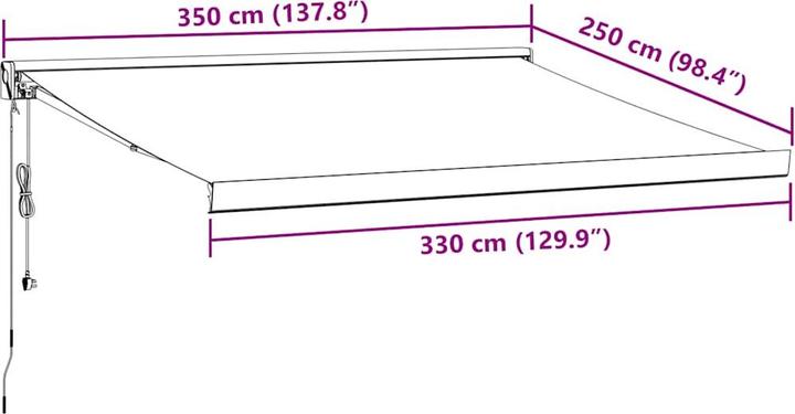 Actual product image VidaXL Markise Gelenkarmmarkise Sonnenmarkise Automatisch Burgunderrot 350x250cm (3.50 m)