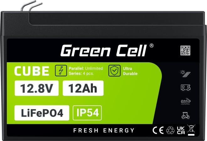 Produktbild GreenCell Green Cell CUBE LiFePO4 Spezial-Akku LiFePo-Block Flachstecker Li-Ion 12.8 V 12 (12.80 V, 12 Ah)