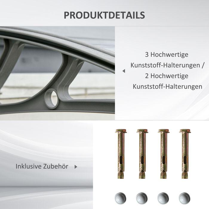 Image du produit Swisshandel24 Vordach für Haustür 100 x 75 cm Pultbogenvordach aus Aluminium und Polycarbonat, silber