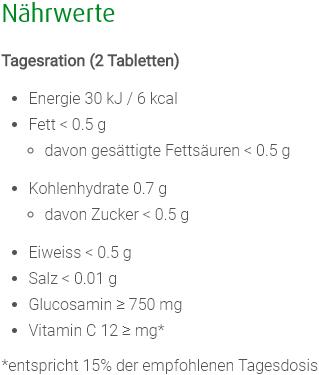 Valori nutrizionali e ingredienti A. Vogel Glucosamina Plus (1 Pezzo/i, Pillole, 280 g)