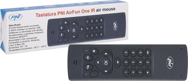 Actual product image PNI AirFun One IR air mouse keyboard and mini QWERTY keyboard for computer, mini PC and media player (DE, Wireless)