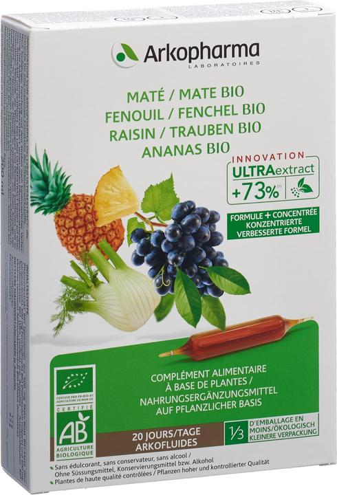 Produktbild Arkopharma Arkofluide Bio Ananas Mate Fenchel Trauben Ampullen (40 Stück, Ampulle, 370 g)