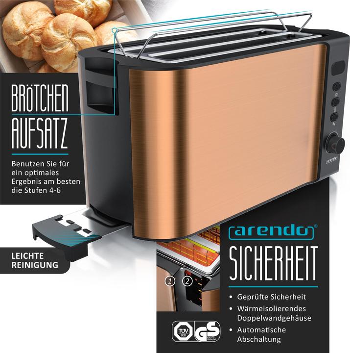 Image du produit Arendo Ensemble petit déjeuner, grille-pain 4 tranches avec dessus de pain et bain-marie pour 7 oeufs