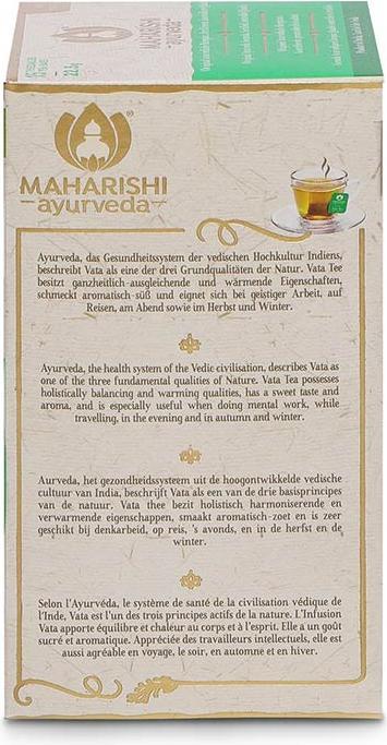 Nutritional values and ingredients Maharishi Ayurveda Vata tea, organic (22.50 g)
