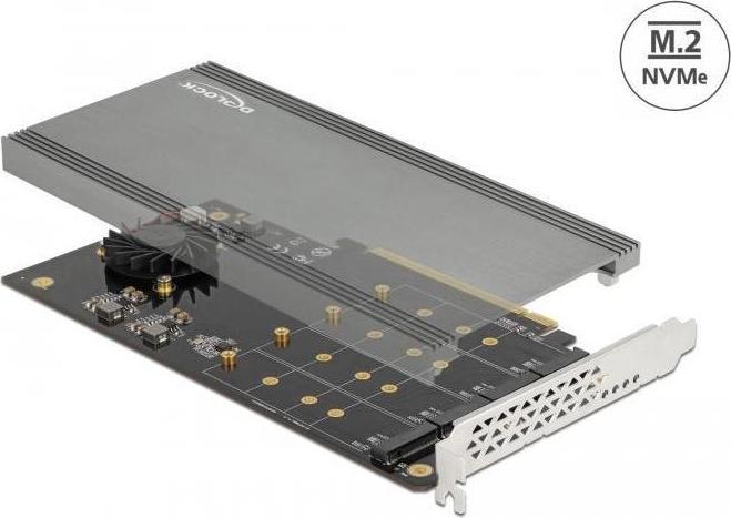 Immagine prodotto Delock Scheda PCI Express x16 a 4 x NVMe M.2 Key M interni con dissipatore di calore e ventola