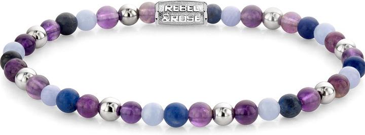 Rebel & Rose Armband Are Violets Blue RR-40102-S-S Damen (16.50 cm, Amethyst, Sodalith, Edelstahl, Achat)