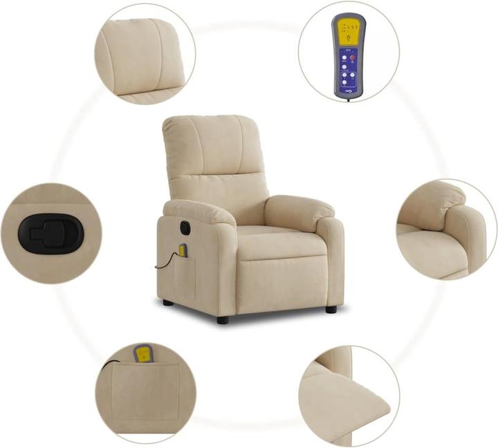 Produktbild VidaXL Massagesessel Creme Mikrofasergewebe,Farbe: Creme,Material