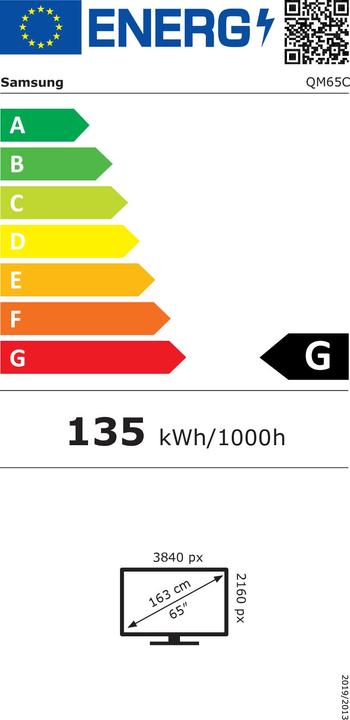 Label énergétique Samsung QM65C (3840 x 2160 pixels, 65")