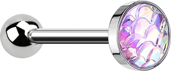 Produktbild Star Piercing Micro Barbell silber mit Fischschuppen pink (ohne Messing, Chirurgenstahl 316L)
