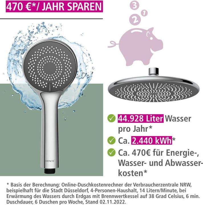 Produktbild Wenko Water Saving Duschsystem chrom