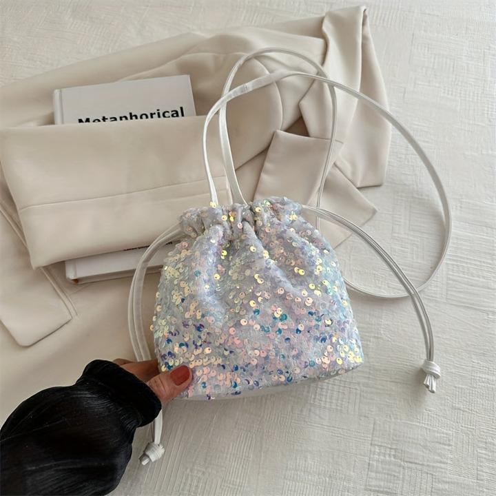 Immagine prodotto Only-Bags.Store Borsa a secchiello leggera con scintille colorate e paillettes, stile pendolare alla moda.