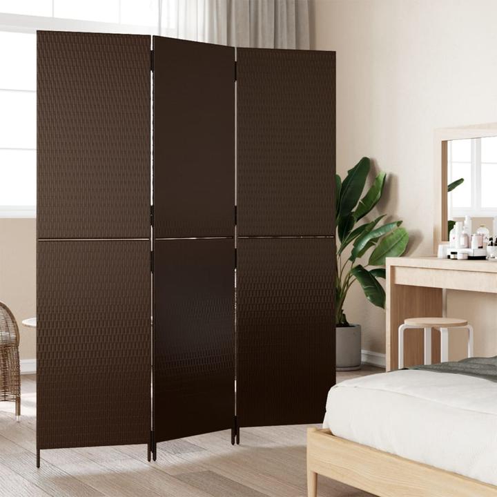 Produktbild VidaXL Paravent 3-tlg. Braun Poly Rattan,Farbe: Braun,Material: Poly