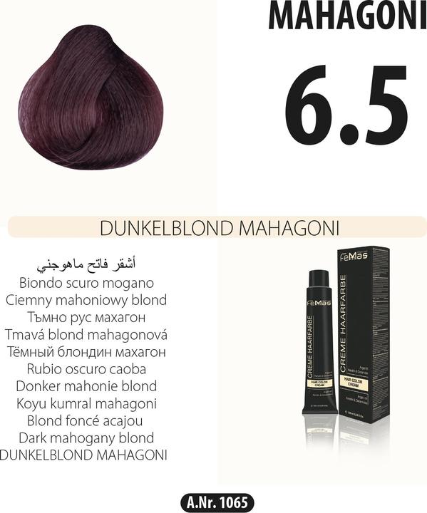 Image du produit FemMas 6.5) Couleur de cheveux Dark Blonde Mahogany 100ml (Blond foncé Acajou 100ml)