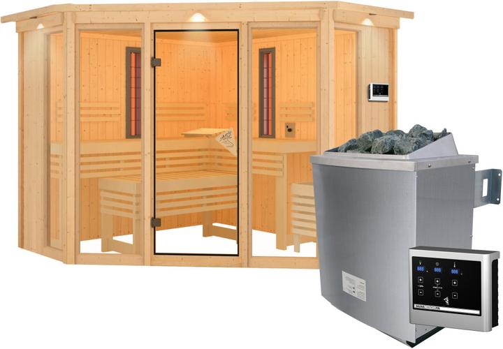 Produktbild Karibu Infrarotkabine Asta Eckeinstieg, Kranz (9 KW externe Steuerung)