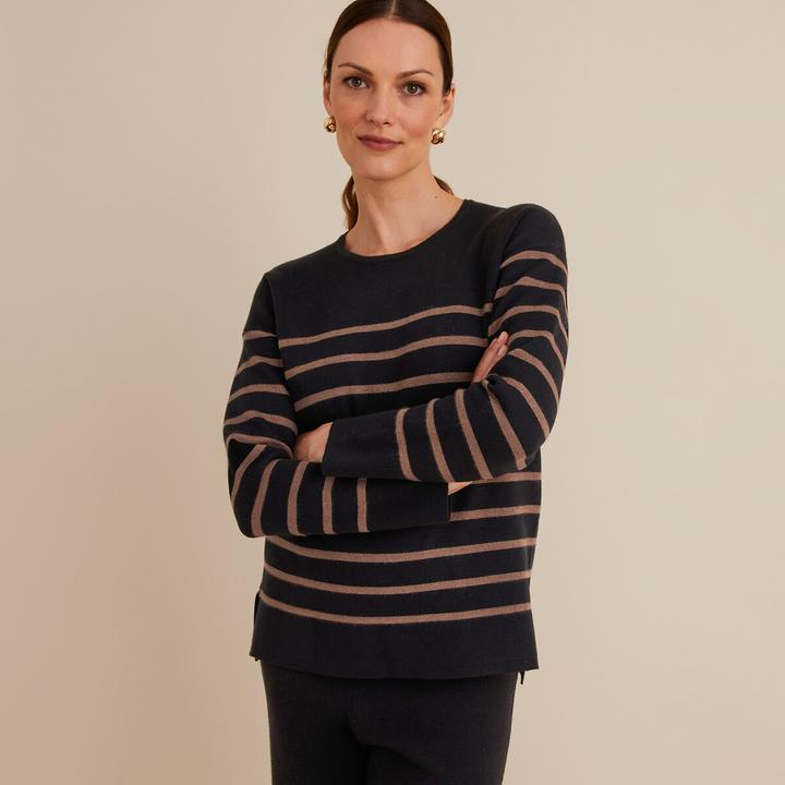 Immagine prodotto Anne Weyburn Maglia a righe a maglia fine con scollo rotondo (38)