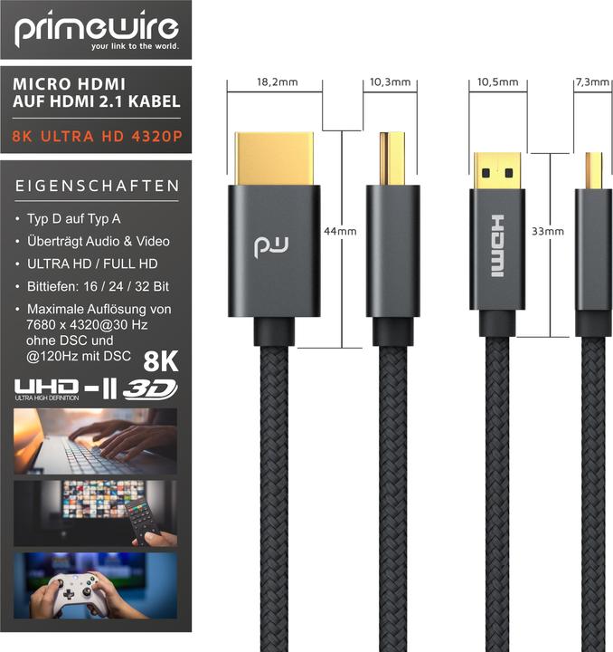 Produktbild Primewire Micro HDMI – HDMI (1.50 m, HDMI)