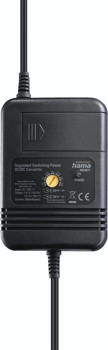 Actual product image Hama Power supply unit for car, adjustable, 2000mA, 24W, max. 12V, stabilis., 8 adapters
