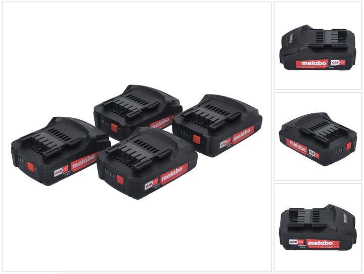 Metabo Kit de batterie 4x batterie Li-Power 18 V 2,0 Ah CAS Li-Ion ( 4x 625596000 ) avec indicateur de (18 V)