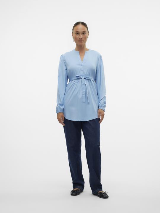 Image du produit Mamalicious Coupe normale Col mandarin Poignets élastiques Top manches ballon Blouse (L)