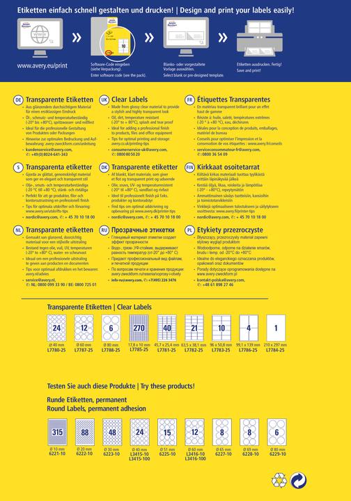 Actual product image Avery Crystal clear labels