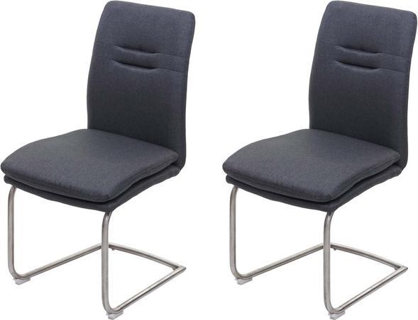 Immagine prodotto Swisshandel24 2x Sedia da pranzo HWC-H70, Sedia da cucina Poltrona a sbalzo Sedia, Tessuto/Tessile Acciaio inox