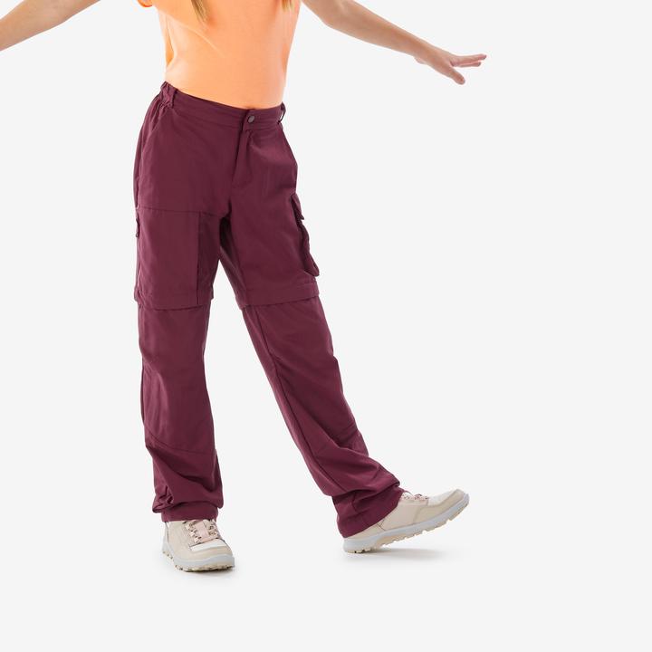 Quechua Zip-Off-Hose Kinder Gr. 123–172 Wandern - MH500 bordeaux (128, 134, 140, 146, 152, 158, 164, 170, 130 B, 125 B)