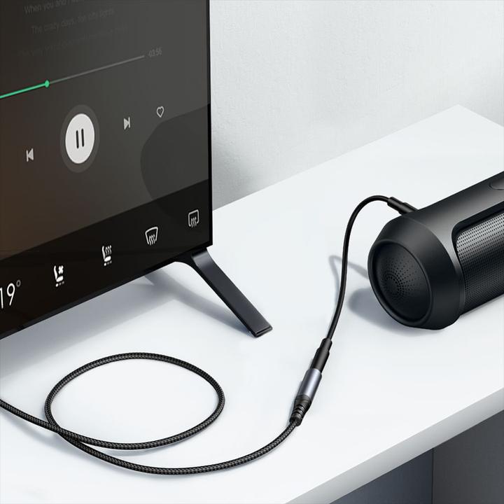 Produktbild Joyroom Stereo-Audiokabel AUX 3,5 mm Miniklinke (männlich) – Miniklinke (weiblich) 1,2 m schwarz (SY (1.20 m, Verlängerung)
