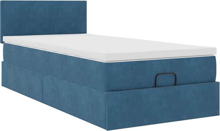 Actual product image VidaXL Ottoman bed with mattress dark blue 90x200 cm velvet (90 x 200 cm)