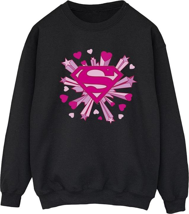 Superman Pink Hearts And Stars Logo Sweatshirt (M)