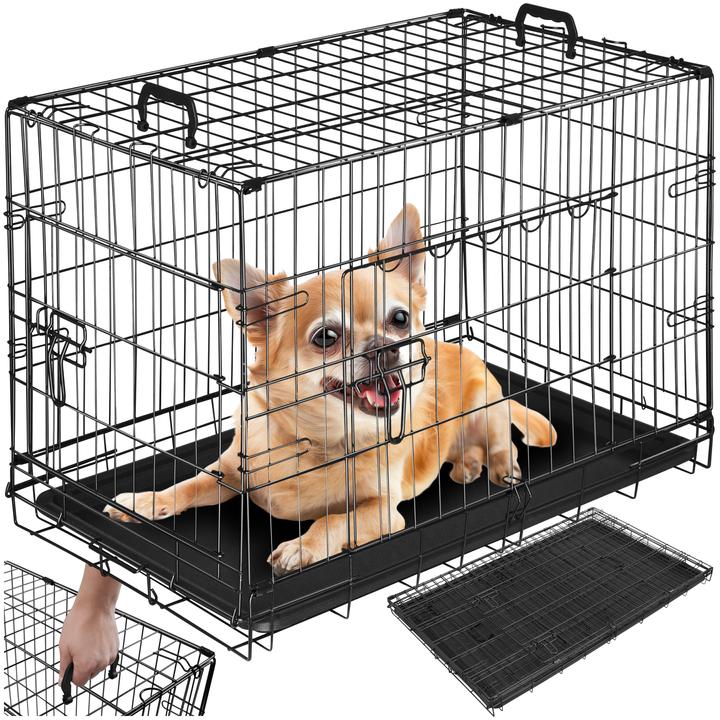 Immagine prodotto tectake Gabbia a griglia per cani Luna, pieghevole, con 2 porte (Cane, Pieghevole)