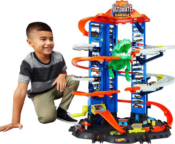 Produktbild Hot Wheels City Megacity Parkgarage mit T-Rex-Angriff