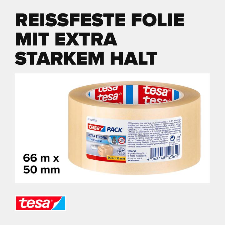 Immagine prodotto tesa tesapack Nastro per pacchi ULTRA STRONG - Nastro da imballaggio in PVC per imballaggi stretti e (50 mm)