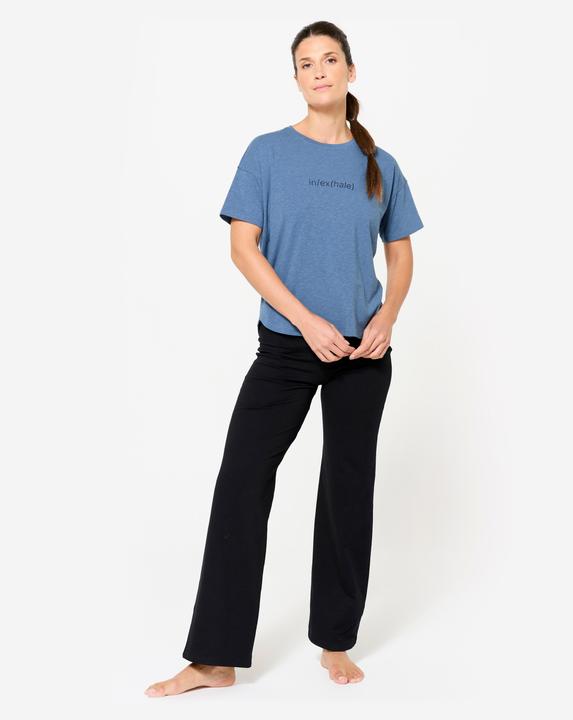 Actual product image Kimjaly Women's Short-Sleeved Yoga T-Shirt - Dark Blue (M)