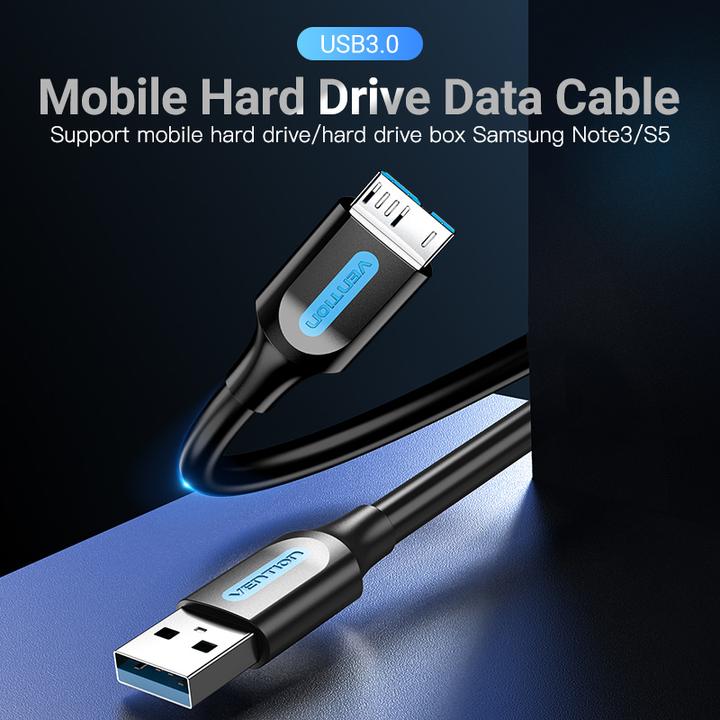 Actual product image Vention USB 3.0 A to Micro-B cable COPBD 0.5m Black PVC (0.50 m, USB 3.0)