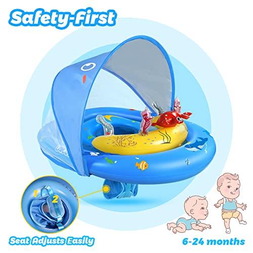 Image du produit Activity Board Bouée bébé avec toit solaire UPF50+ & jouets, aide à la natation bébé pour la piscine, jeune enfant