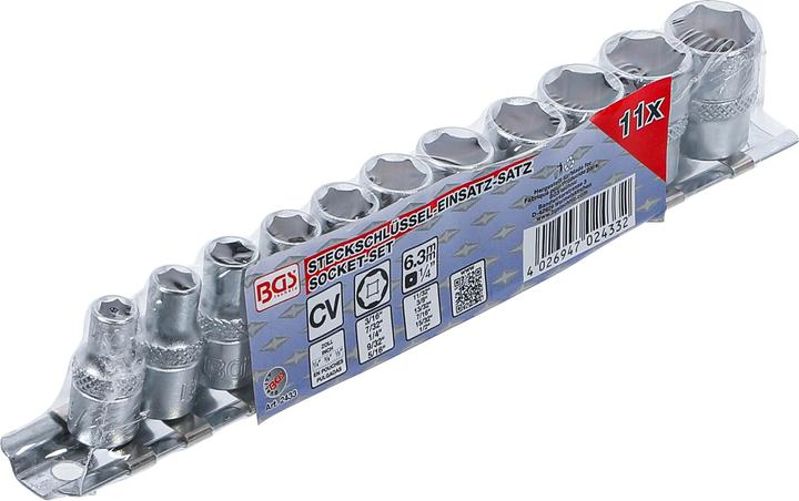 Actual product image BGS Socket spanner socket set (1/2", 3/16", 7/32", 1/4", 9/32", 5/16", 11/32", 3/8", 13/32", 7/16")