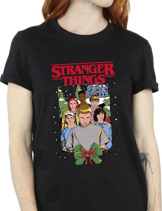 Actual product image Netflix Womens/Ladies Stranger Things Christmas Poster Cotton Boyfriend T-Shirt (S)