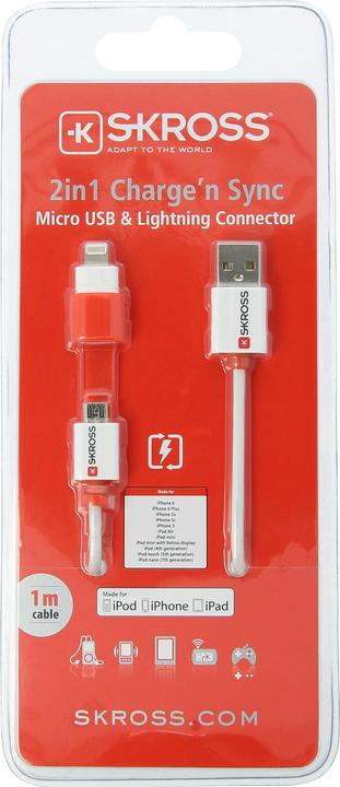 Actual product image Skross 2 in 1 Charge & Sync Cable (1 m, USB 2.0)